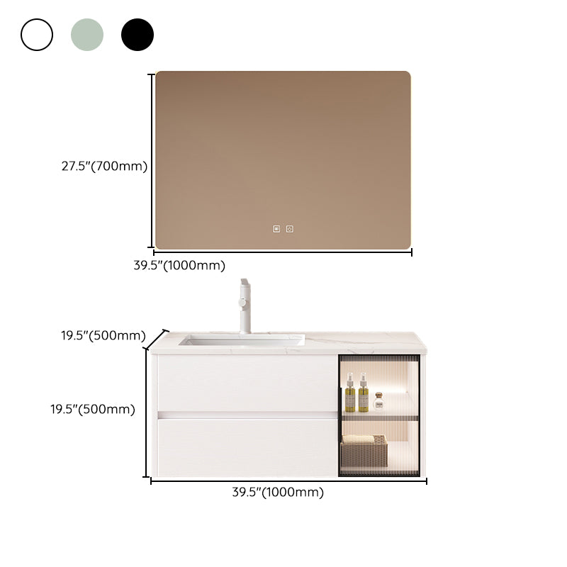 Wall Mounted Bath Vanity Mirror Single Sink Rectangular Bathroom Vanity with 2 Drawers Clearhalo 'Bathroom Remodel & Bathroom Fixtures' 'Bathroom Vanities' 'bathroom_vanities' 'Home Improvement' 'home_improvement' 'home_improvement_bathroom_vanities' 7079614