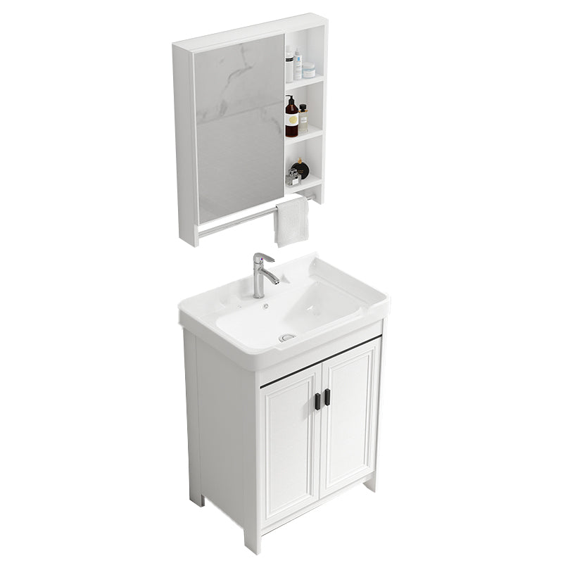 Bathroom Vanity Set Free Standing White Drawer Faucet Vanity with Mirror Vanity & Faucet & Mirror Cabinet Towel Bar Included Clearhalo 'Bathroom Remodel & Bathroom Fixtures' 'Bathroom Vanities' 'bathroom_vanities' 'Home Improvement' 'home_improvement' 'home_improvement_bathroom_vanities' 7079616