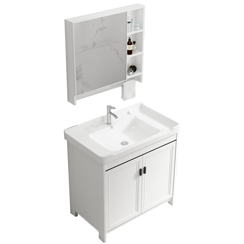 Bathroom Vanity Set Free Standing White Drawer Faucet Vanity with Mirror Vanity & Faucet & Mirror Cabinet Towel Bar Included Clearhalo 'Bathroom Remodel & Bathroom Fixtures' 'Bathroom Vanities' 'bathroom_vanities' 'Home Improvement' 'home_improvement' 'home_improvement_bathroom_vanities' 7079618