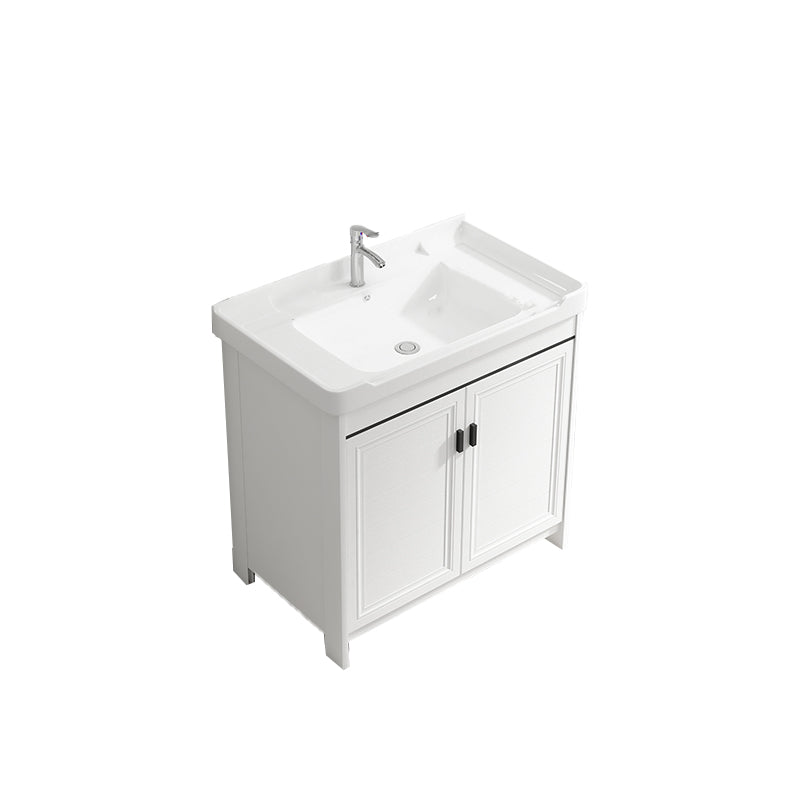 Bathroom Vanity Set Free Standing White Drawer Faucet Vanity with Mirror Vanity & Faucet None Clearhalo 'Bathroom Remodel & Bathroom Fixtures' 'Bathroom Vanities' 'bathroom_vanities' 'Home Improvement' 'home_improvement' 'home_improvement_bathroom_vanities' 7079635