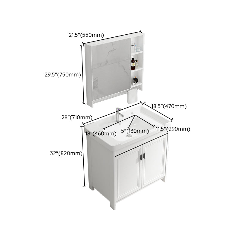 Bathroom Vanity Set Free Standing White Drawer Faucet Vanity with Mirror Clearhalo 'Bathroom Remodel & Bathroom Fixtures' 'Bathroom Vanities' 'bathroom_vanities' 'Home Improvement' 'home_improvement' 'home_improvement_bathroom_vanities' 7079647