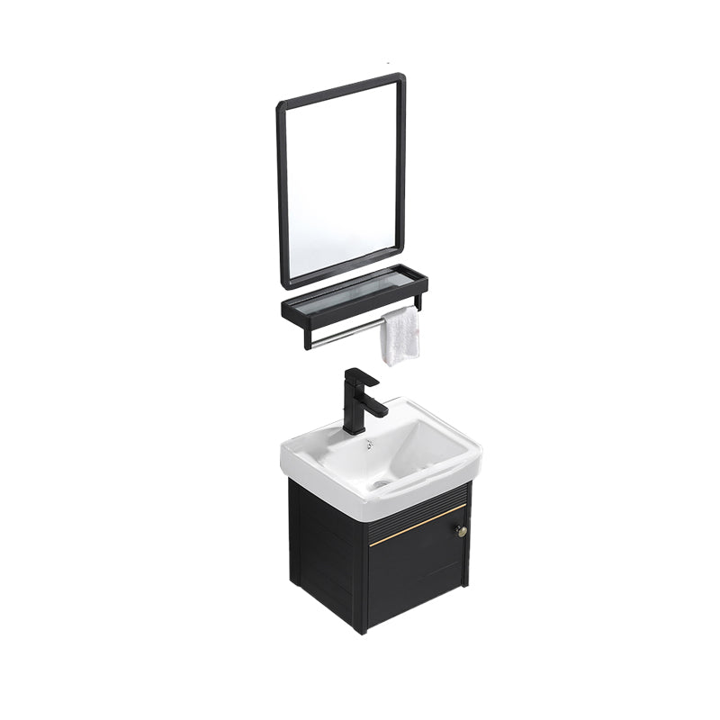 Modern Vanity Set Wall-mounted Ceramic Sink Black Faucet Vanity with Mirror Vanity & Faucet & Mirrors 16.9"L x 14.2"W x 18.9"H Clearhalo 'Bathroom Remodel & Bathroom Fixtures' 'Bathroom Vanities' 'bathroom_vanities' 'Home Improvement' 'home_improvement' 'home_improvement_bathroom_vanities' 7079709