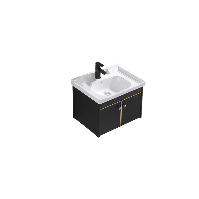 Modern Vanity Set Wall-mounted Ceramic Sink Black Faucet Vanity with Mirror Vanity & Faucet Clearhalo 'Bathroom Remodel & Bathroom Fixtures' 'Bathroom Vanities' 'bathroom_vanities' 'Home Improvement' 'home_improvement' 'home_improvement_bathroom_vanities' 7079726