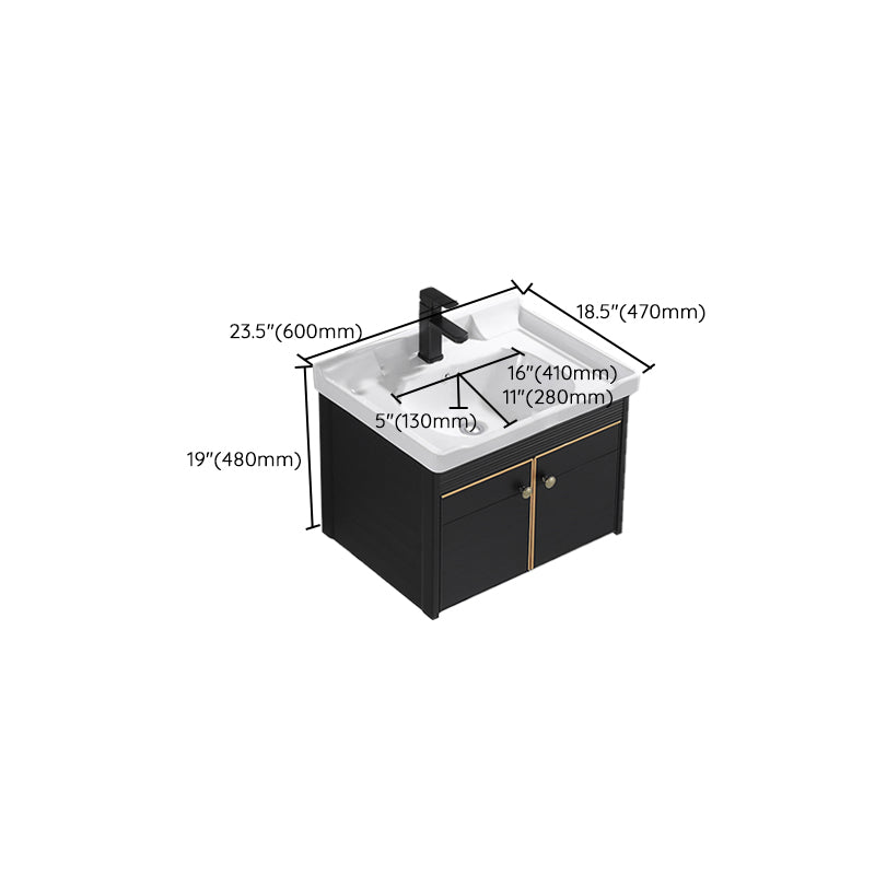 Modern Vanity Set Wall-mounted Ceramic Sink Black Faucet Vanity with Mirror Clearhalo 'Bathroom Remodel & Bathroom Fixtures' 'Bathroom Vanities' 'bathroom_vanities' 'Home Improvement' 'home_improvement' 'home_improvement_bathroom_vanities' 7079752