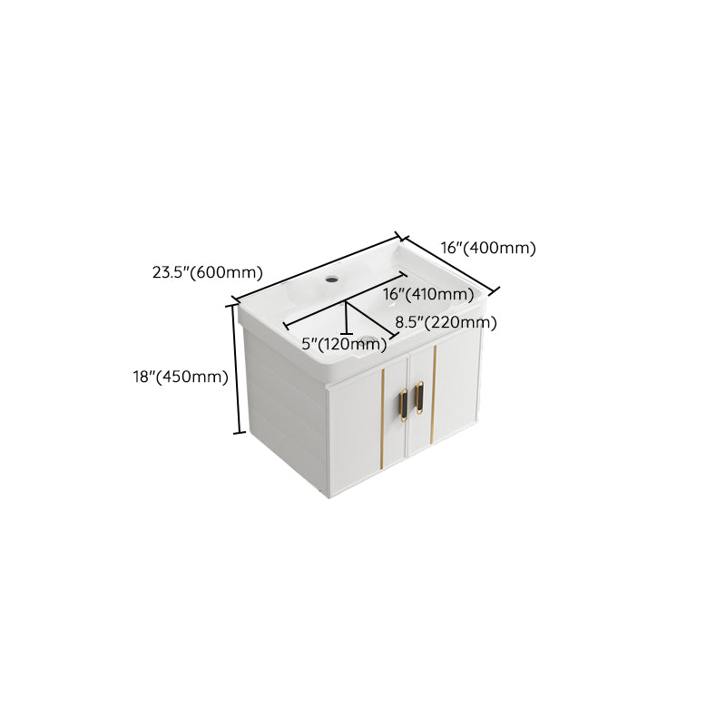 Modern Wall-mounted White Sink Ceramic Faucet Drawers Vanity Set with Mirror Clearhalo 'Bathroom Remodel & Bathroom Fixtures' 'Bathroom Vanities' 'bathroom_vanities' 'Home Improvement' 'home_improvement' 'home_improvement_bathroom_vanities' 7079787