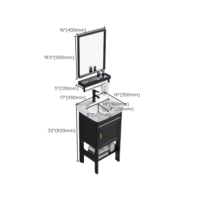 Shelving Included Vanity Metal Frame Rectangle Single Sink Freestanding Bathroom Vanity Clearhalo 'Bathroom Remodel & Bathroom Fixtures' 'Bathroom Vanities' 'bathroom_vanities' 'Home Improvement' 'home_improvement' 'home_improvement_bathroom_vanities' 7079848