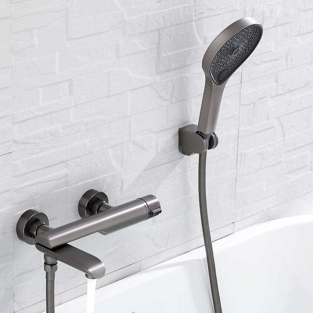 Contemporary Bathroom Faucet Wall Mounted Metal Tub Faucet Trim Clearhalo 'Bathroom Remodel & Bathroom Fixtures' 'Bathtub Faucets' 'bathtub_faucets' 'Home Improvement' 'home_improvement' 'home_improvement_bathtub_faucets' 7079941