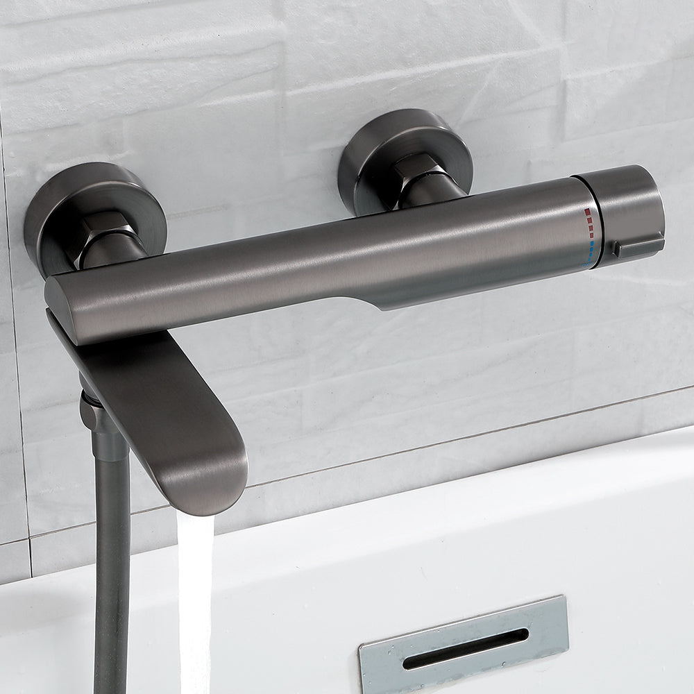 Contemporary Bathroom Faucet Wall Mounted Metal Tub Faucet Trim Clearhalo 'Bathroom Remodel & Bathroom Fixtures' 'Bathtub Faucets' 'bathtub_faucets' 'Home Improvement' 'home_improvement' 'home_improvement_bathtub_faucets' 7079946