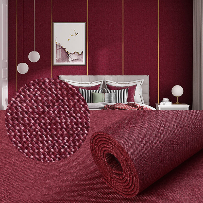 Modern Wall Covering Paneling Flax Wall Interior Upholstered Plank Burgundy Clearhalo 'Flooring 'Home Improvement' 'home_improvement' 'home_improvement_wall_paneling' 'Wall Paneling' 'wall_paneling' 'Walls & Ceilings' Walls and Ceiling' 7080165