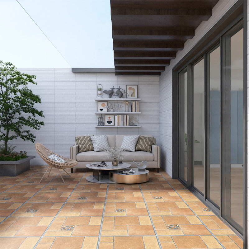 Modern Outdoor Floor Tile Straight Edge Vintage Square Floor Tile Brown 36 Pieces Clearhalo 'Floor Tiles & Wall Tiles' 'floor_tiles_wall_tiles' 'Flooring 'Home Improvement' 'home_improvement' 'home_improvement_floor_tiles_wall_tiles' Walls and Ceiling' 7080393