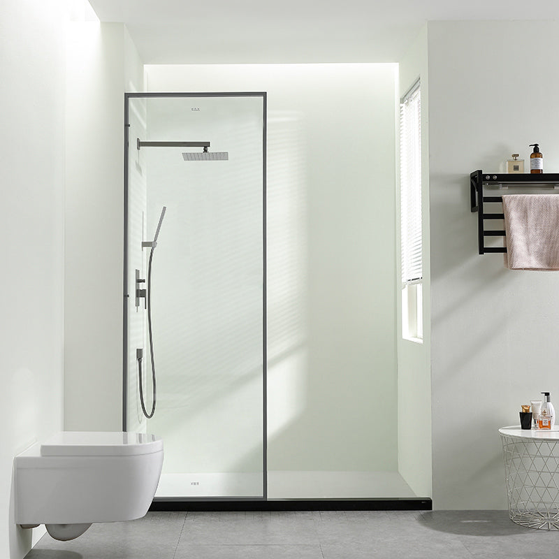 Tempered Shower Door Framed Scratch Resistant Shower Bath Door Transparent Clearhalo 'Bathroom Remodel & Bathroom Fixtures' 'Home Improvement' 'home_improvement' 'home_improvement_shower_tub_doors' 'Shower and Tub Doors' 'shower_tub_doors' 'Showers & Bathtubs' 7081076