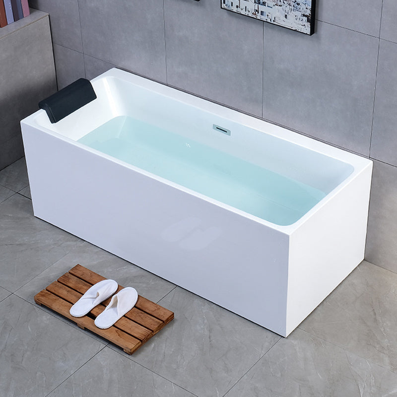 White Freestanding Bath Soaking Acrylic Rectangular Modern Bathtub (Board not Included) Tub Clearhalo 'Bathroom Remodel & Bathroom Fixtures' 'Bathtubs' 'Home Improvement' 'home_improvement' 'home_improvement_bathtubs' 'Showers & Bathtubs' 7081235