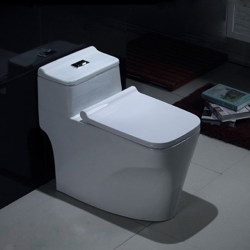 Contemporary White Flush Toilet Floor Mount Toilet Bowl for Washroom 15"L x 27"W x 24"H Clearhalo 'Bathroom Remodel & Bathroom Fixtures' 'Home Improvement' 'home_improvement' 'home_improvement_toilets' 'Toilets & Bidets' 'Toilets' 7081290