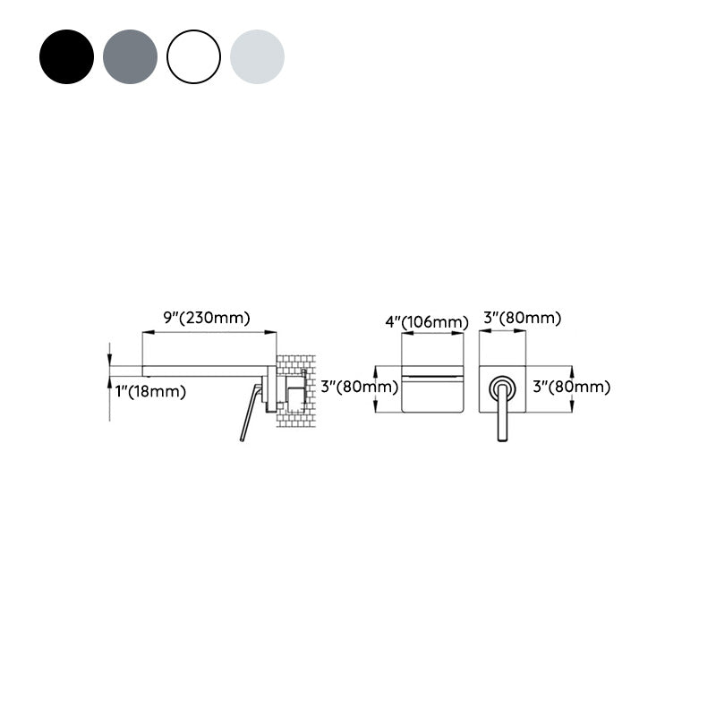 Wall Mounted Bathroom Faucet Waterfall Spout with Lever Handle Clearhalo 'Bathroom Remodel & Bathroom Fixtures' 'Bathroom Sink Faucets' 'Bathroom Sinks & Faucet Components' 'bathroom_sink_faucets' 'Home Improvement' 'home_improvement' 'home_improvement_bathroom_sink_faucets' 7081657