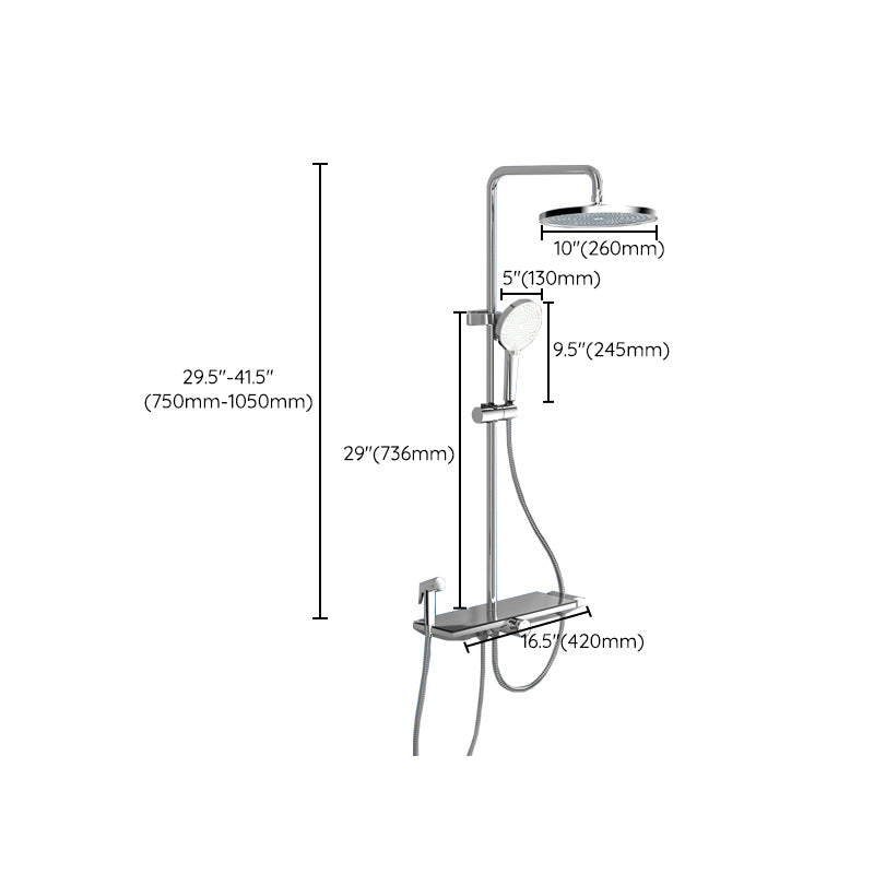 Wall Mounted Shower System Contemporary Adjustable Shower Head Combo Clearhalo 'Bathroom Remodel & Bathroom Fixtures' 'Home Improvement' 'home_improvement' 'home_improvement_shower_faucets' 'Shower Faucets & Systems' 'shower_faucets' 'Showers & Bathtubs Plumbing' 'Showers & Bathtubs' 7081714