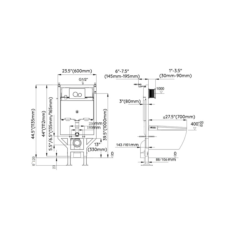 Modern White Ceramic Flush Toilet Wall Hung Urine Toilet with Seat for Bathroom Clearhalo 'Bathroom Remodel & Bathroom Fixtures' 'Home Improvement' 'home_improvement' 'home_improvement_toilets' 'Toilets & Bidets' 'Toilets' 7082615