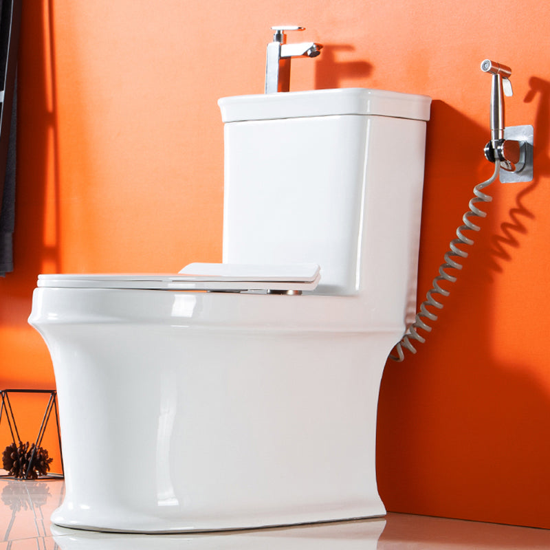 Modern Ceramic Flush Toilet One Piece White Toilet Bowl for Washroom Cold Water Dispensor ( eft) Toilet with Sprayer 14" Clearhalo 'Bathroom Remodel & Bathroom Fixtures' 'Home Improvement' 'home_improvement' 'home_improvement_toilets' 'Toilets & Bidets' 'Toilets' 7087538