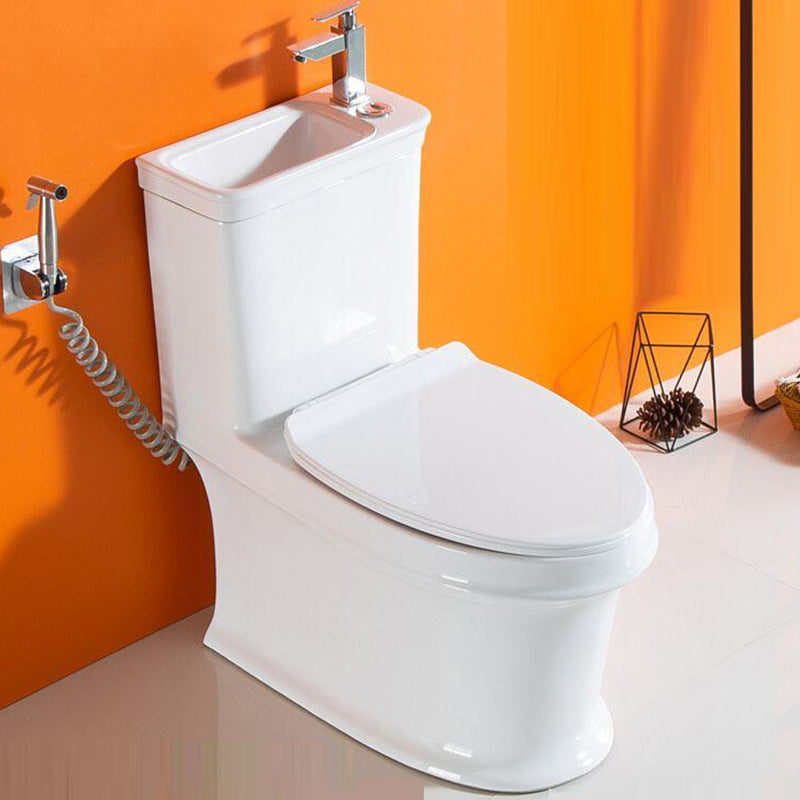 Modern Ceramic Flush Toilet One Piece White Toilet Bowl for Washroom Toilet with Sprayer Clearhalo 'Bathroom Remodel & Bathroom Fixtures' 'Home Improvement' 'home_improvement' 'home_improvement_toilets' 'Toilets & Bidets' 'Toilets' 7087539