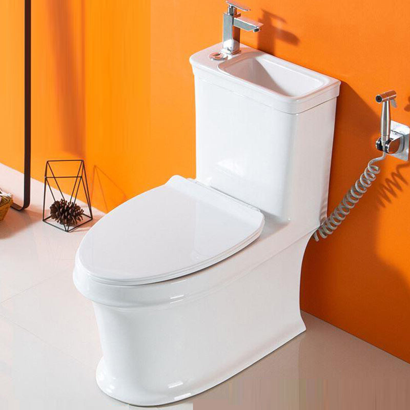 Modern Ceramic Flush Toilet One Piece White Toilet Bowl for Washroom Cold/Hot Water Dispensor ( Left) Toilet with Sprayer Clearhalo 'Bathroom Remodel & Bathroom Fixtures' 'Home Improvement' 'home_improvement' 'home_improvement_toilets' 'Toilets & Bidets' 'Toilets' 7087540
