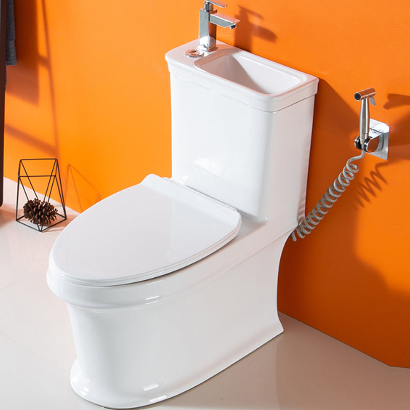 Modern Ceramic Flush Toilet One Piece White Toilet Bowl for Washroom Cold Water Dispensor ( eft) Toilet with Sprayer 12" Clearhalo 'Bathroom Remodel & Bathroom Fixtures' 'Home Improvement' 'home_improvement' 'home_improvement_toilets' 'Toilets & Bidets' 'Toilets' 7087542