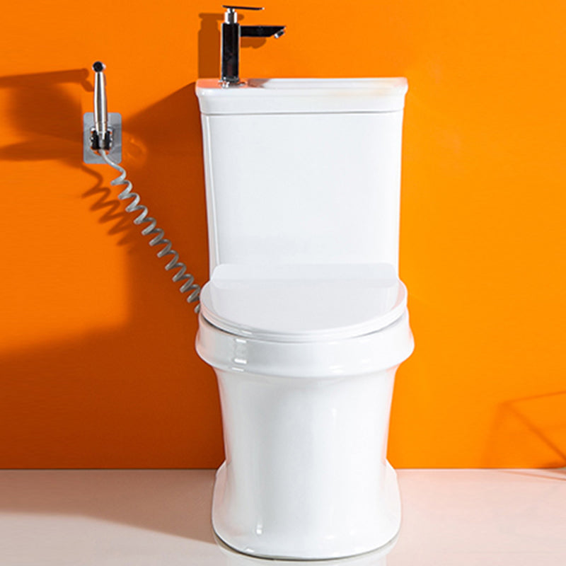 Modern Ceramic Flush Toilet One Piece White Toilet Bowl for Washroom Cold Water Dispensor ( eft) Toilet with Sprayer 16" Clearhalo 'Bathroom Remodel & Bathroom Fixtures' 'Home Improvement' 'home_improvement' 'home_improvement_toilets' 'Toilets & Bidets' 'Toilets' 7087543