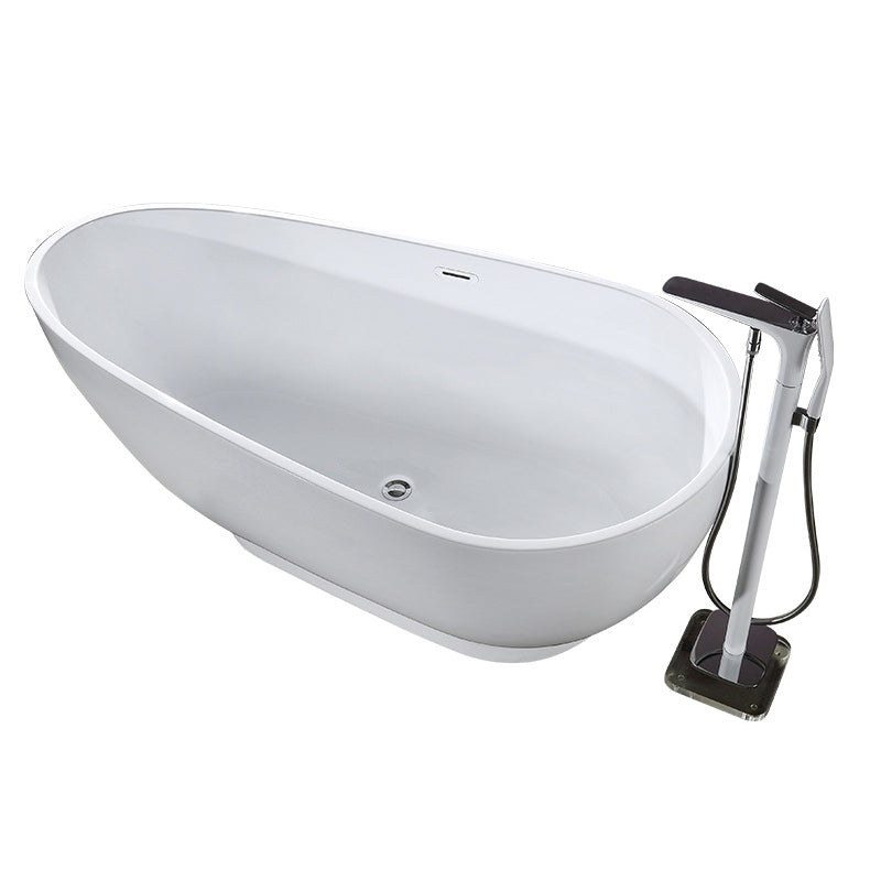 Modern Oval Bath White Acrylic Soaking Freestanding Back to Wall Bathtub Clearhalo 'Bathroom Remodel & Bathroom Fixtures' 'Bathtubs' 'Home Improvement' 'home_improvement' 'home_improvement_bathtubs' 'Showers & Bathtubs' 7088838