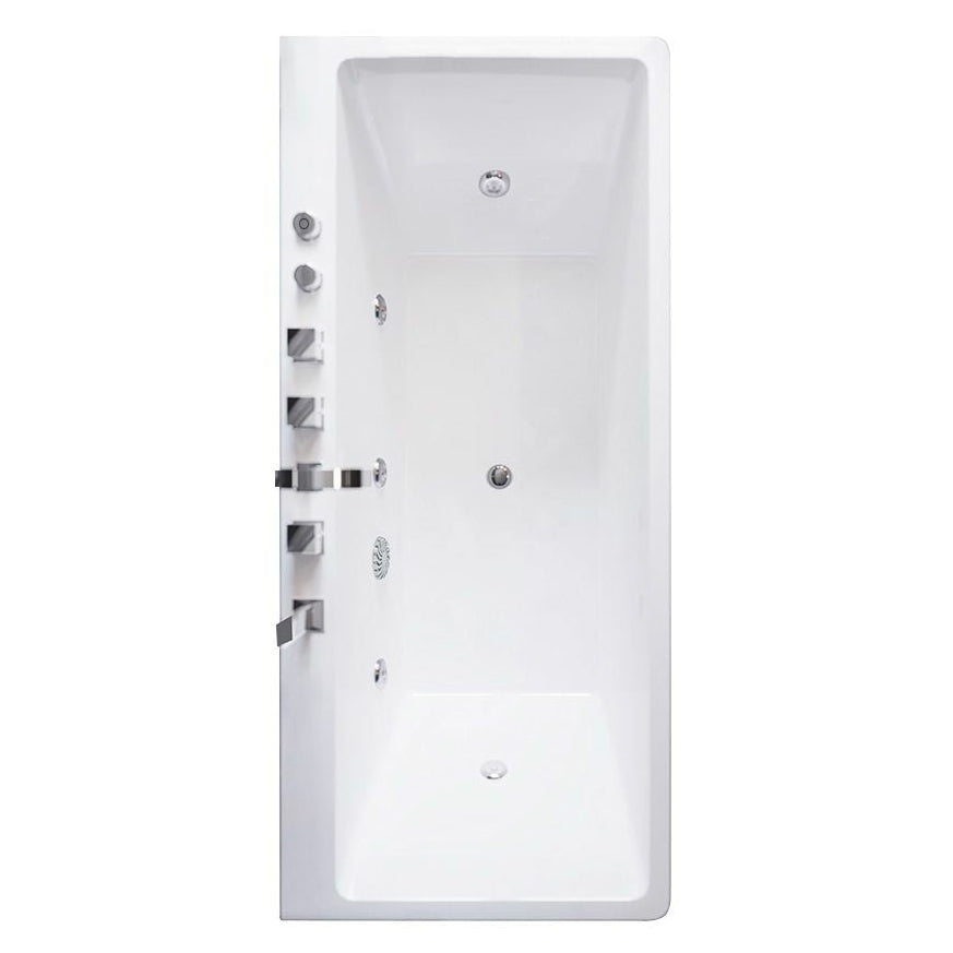 Drop in Rectangular Bath Acrylic White Jets Included Modern Bathtub Massage Tub with Silver 5-Piece Set Clearhalo 'Bathroom Remodel & Bathroom Fixtures' 'Bathtubs' 'Home Improvement' 'home_improvement' 'home_improvement_bathtubs' 'Showers & Bathtubs' 7088965