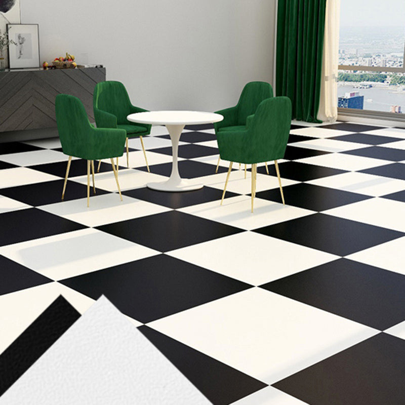 Peel and Stick PVC Flooring Low Gloss Imitation Marble Waterproof Square Vinyl Flooring Black/ White Plaid Clearhalo 'Flooring 'Home Improvement' 'home_improvement' 'home_improvement_vinyl_flooring' 'Vinyl Flooring' 'vinyl_flooring' Walls and Ceiling' 7098286