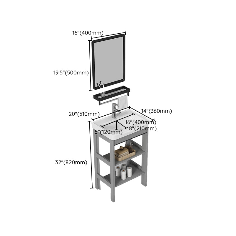 Free Standing Modern Vanity Set Drawer Faucet Ceramic Sink Vanity with Mirror Clearhalo 'Bathroom Remodel & Bathroom Fixtures' 'Bathroom Vanities' 'bathroom_vanities' 'Home Improvement' 'home_improvement' 'home_improvement_bathroom_vanities' 7098551