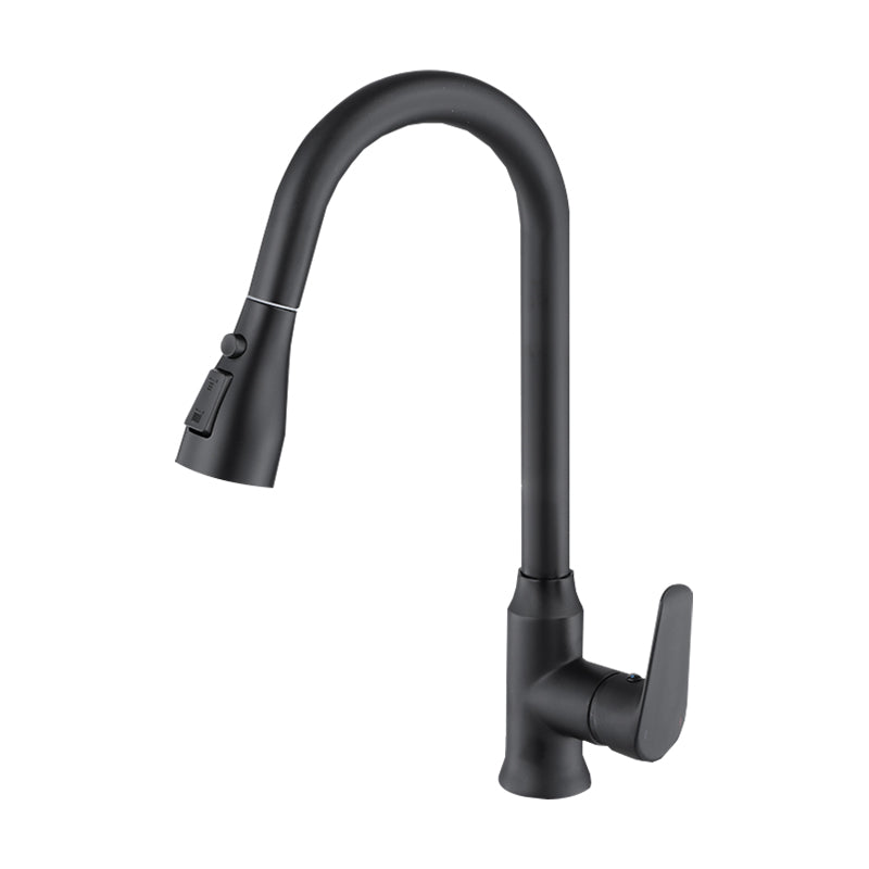 Modern Plain Kitchen Faucet Gooseneck Standard Kitchen Faucets Black without Storage Clearhalo 'Home Improvement' 'home_improvement' 'home_improvement_kitchen_faucets' 'Kitchen Faucets' 'Kitchen Remodel & Kitchen Fixtures' 'Kitchen Sinks & Faucet Components' 'kitchen_faucets' 7098755