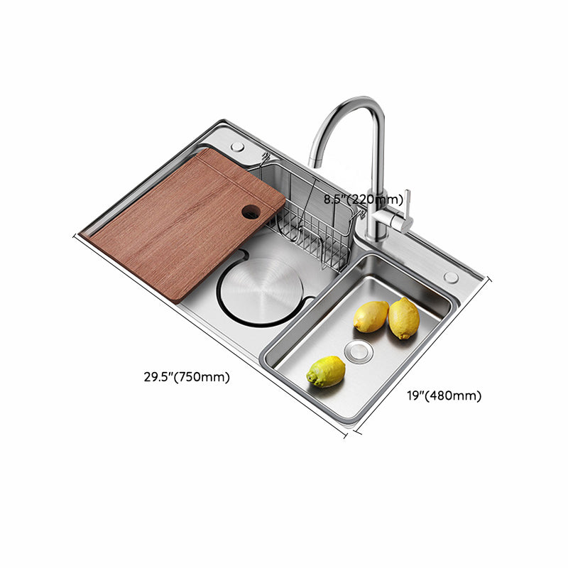 Contemporary Style Kitchen Sink Rectangle Shape Kitchen Sink with Single Bowl Clearhalo 'Home Improvement' 'home_improvement' 'home_improvement_kitchen_sinks' 'Kitchen Remodel & Kitchen Fixtures' 'Kitchen Sinks & Faucet Components' 'Kitchen Sinks' 'kitchen_sinks' 7098909