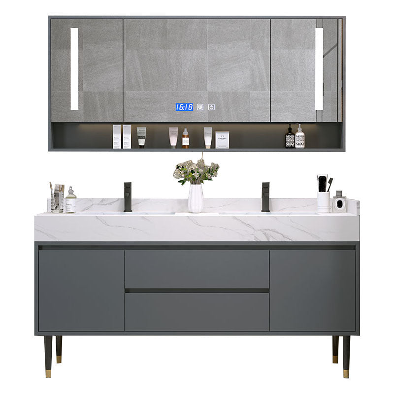 Mirror Bathroom Vanity Drawers Rectangle Freestanding 2 Doors Bathroom Vanity Set Clearhalo 'Bathroom Remodel & Bathroom Fixtures' 'Bathroom Vanities' 'bathroom_vanities' 'Home Improvement' 'home_improvement' 'home_improvement_bathroom_vanities' 7099182