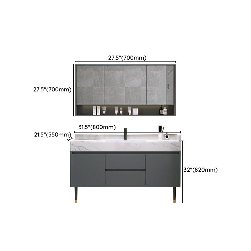 Mirror Bathroom Vanity Drawers Rectangle Freestanding 2 Doors Bathroom Vanity Set Clearhalo 'Bathroom Remodel & Bathroom Fixtures' 'Bathroom Vanities' 'bathroom_vanities' 'Home Improvement' 'home_improvement' 'home_improvement_bathroom_vanities' 7099184