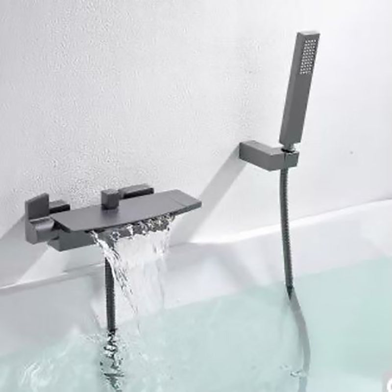 Modern Tub Faucet Trim Copper with Diverter and Hose Wall Mounted Bath Filler Gun Grey Clearhalo 'Bathroom Remodel & Bathroom Fixtures' 'Bathtub Faucets' 'bathtub_faucets' 'Home Improvement' 'home_improvement' 'home_improvement_bathtub_faucets' 7099267