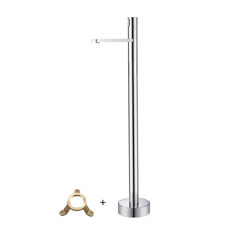 Floor Mounted Freestanding Tub Filler Freestanding High Arc Tub Filler Trim in Silver Silver Ground Clearhalo 'Bathroom Remodel & Bathroom Fixtures' 'Bathtub Faucets' 'bathtub_faucets' 'Home Improvement' 'home_improvement' 'home_improvement_bathtub_faucets' 7099484