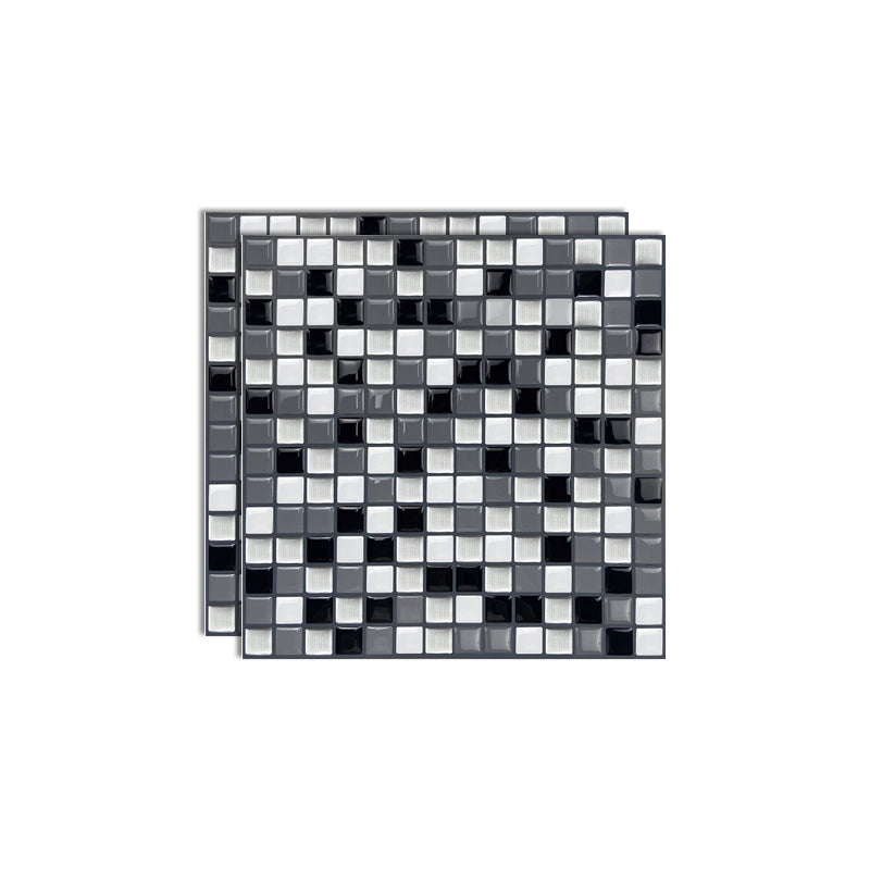 Square Peel & Stick Mosaic Tile Plastic Grid Peel & Stick Mosaic Tile Black-Gray Clearhalo 'Flooring 'Home Improvement' 'home_improvement' 'home_improvement_peel_stick_blacksplash' 'Peel & Stick Backsplash Tile' 'peel_stick_blacksplash' 'Walls & Ceilings' Walls and Ceiling' 7100023