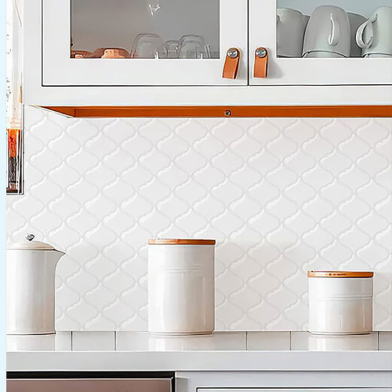 Square Peel & Stick Mosaic Tile Plastic Arabesque Peel and Stick Wall Tile White Clearhalo 'Flooring 'Home Improvement' 'home_improvement' 'home_improvement_peel_stick_blacksplash' 'Peel & Stick Backsplash Tile' 'peel_stick_blacksplash' 'Walls & Ceilings' Walls and Ceiling' 7100028