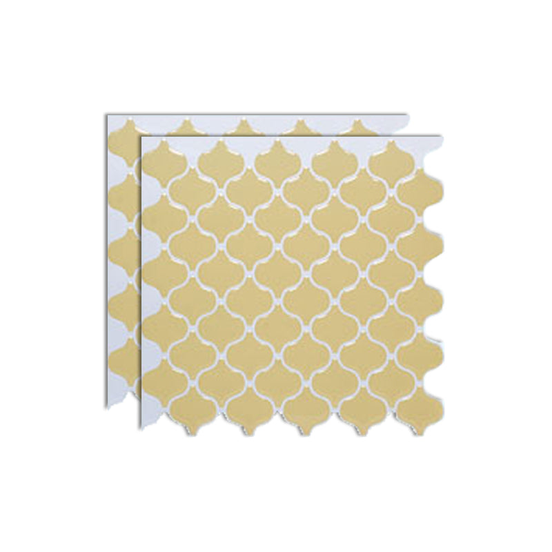 Square Peel & Stick Mosaic Tile Plastic Arabesque Peel and Stick Wall Tile Yellow Clearhalo 'Flooring 'Home Improvement' 'home_improvement' 'home_improvement_peel_stick_blacksplash' 'Peel & Stick Backsplash Tile' 'peel_stick_blacksplash' 'Walls & Ceilings' Walls and Ceiling' 7100031