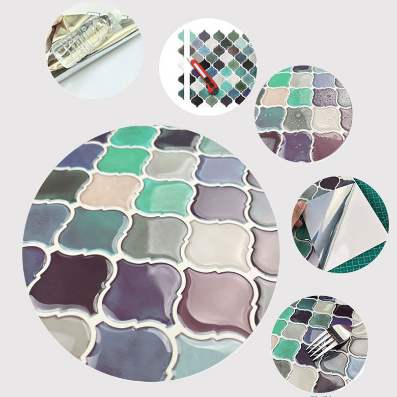 Square Peel & Stick Mosaic Tile Plastic Arabesque Peel and Stick Wall Tile Clearhalo 'Flooring 'Home Improvement' 'home_improvement' 'home_improvement_peel_stick_blacksplash' 'Peel & Stick Backsplash Tile' 'peel_stick_blacksplash' 'Walls & Ceilings' Walls and Ceiling' 7100032