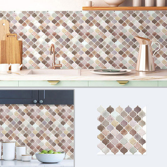 Square Peel & Stick Mosaic Tile Plastic Arabesque Peel and Stick Wall Tile Clearhalo 'Flooring 'Home Improvement' 'home_improvement' 'home_improvement_peel_stick_blacksplash' 'Peel & Stick Backsplash Tile' 'peel_stick_blacksplash' 'Walls & Ceilings' Walls and Ceiling' 7100040