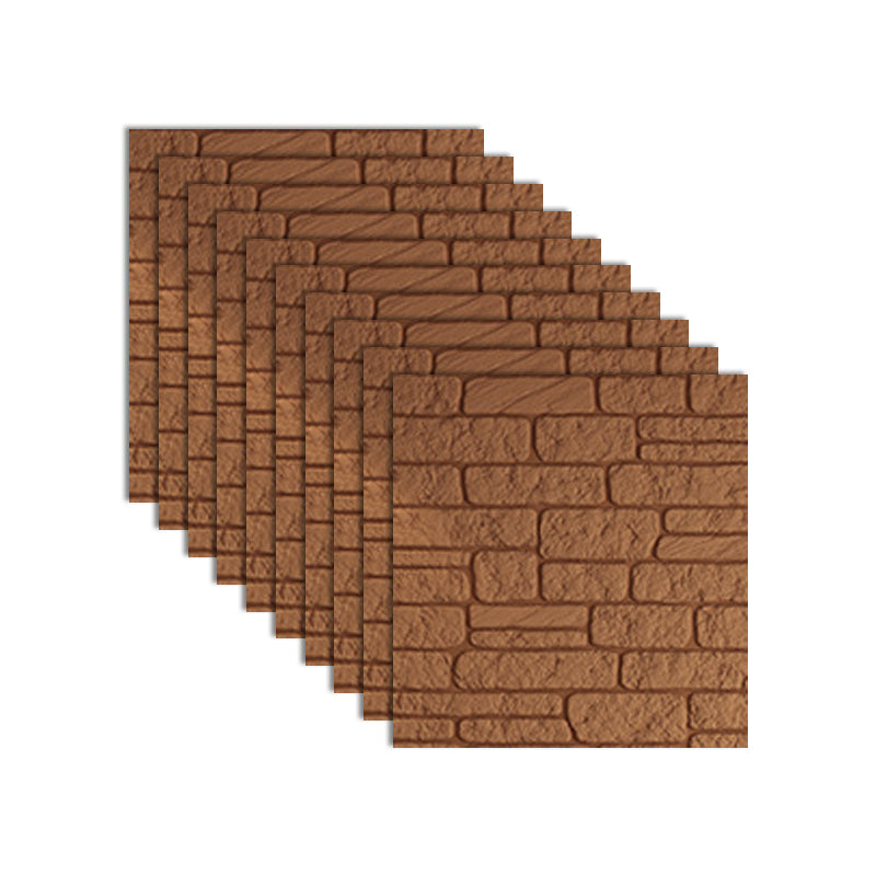 Industrial 3D Brick Wall Plank Bathroom Living Room Wall Panels Set of 10 Coffee Textured Clearhalo 'Flooring 'Home Improvement' 'home_improvement' 'home_improvement_wall_paneling' 'Wall Paneling' 'wall_paneling' 'Walls & Ceilings' Walls and Ceiling' 7100057