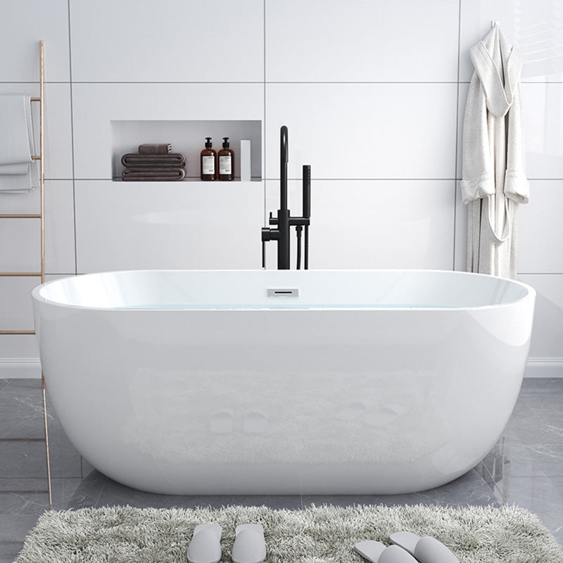 Acrylic Oval Freestanding Bath Soaking 23.23-inch Tall Bathtub in White Black 67"L x 30"W x 23"H Tub with Freestanding Tub Fillers Clearhalo 'Bathroom Remodel & Bathroom Fixtures' 'Bathtubs' 'Home Improvement' 'home_improvement' 'home_improvement_bathtubs' 'Showers & Bathtubs' 7100835