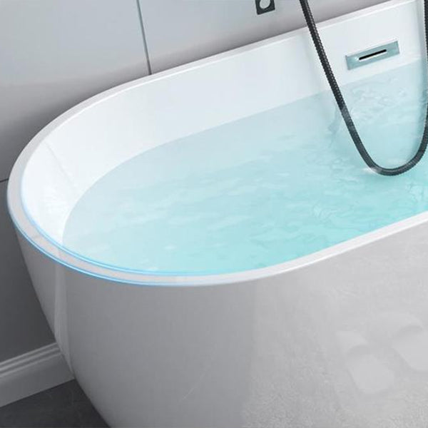 Acrylic Oval Freestanding Bath Soaking 23.23-inch Tall Bathtub in White Clearhalo 'Bathroom Remodel & Bathroom Fixtures' 'Bathtubs' 'Home Improvement' 'home_improvement' 'home_improvement_bathtubs' 'Showers & Bathtubs' 7100847