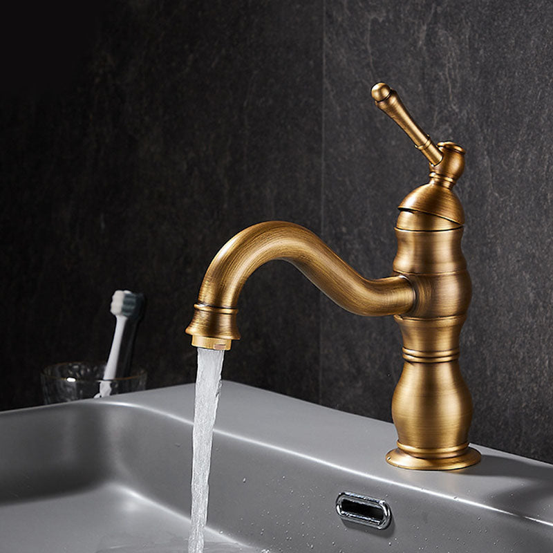 Vintage Bathroom Tube Faucet One Handle Flush Mount Bathtub Faucet Gold 9" Clearhalo 'Bathroom Remodel & Bathroom Fixtures' 'Bathtub Faucets' 'bathtub_faucets' 'Home Improvement' 'home_improvement' 'home_improvement_bathtub_faucets' 7100885