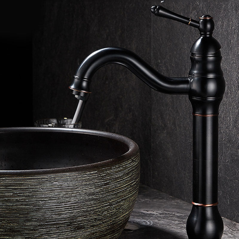 Vintage Bathroom Tube Faucet One Handle Flush Mount Bathtub Faucet Black 13" Clearhalo 'Bathroom Remodel & Bathroom Fixtures' 'Bathtub Faucets' 'bathtub_faucets' 'Home Improvement' 'home_improvement' 'home_improvement_bathtub_faucets' 7100887