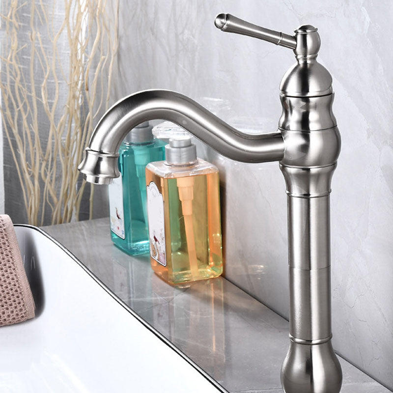 Vintage Bathroom Tube Faucet One Handle Flush Mount Bathtub Faucet Nickel 13" Clearhalo 'Bathroom Remodel & Bathroom Fixtures' 'Bathtub Faucets' 'bathtub_faucets' 'Home Improvement' 'home_improvement' 'home_improvement_bathtub_faucets' 7100889