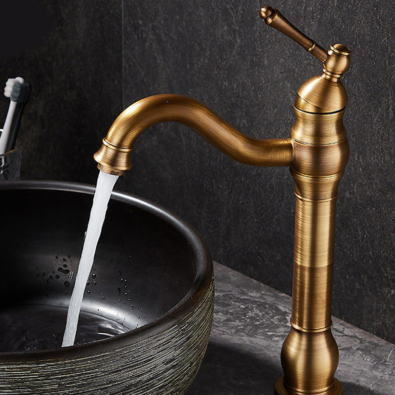 Vintage Bathroom Tube Faucet One Handle Flush Mount Bathtub Faucet Gold 13" Clearhalo 'Bathroom Remodel & Bathroom Fixtures' 'Bathtub Faucets' 'bathtub_faucets' 'Home Improvement' 'home_improvement' 'home_improvement_bathtub_faucets' 7100893