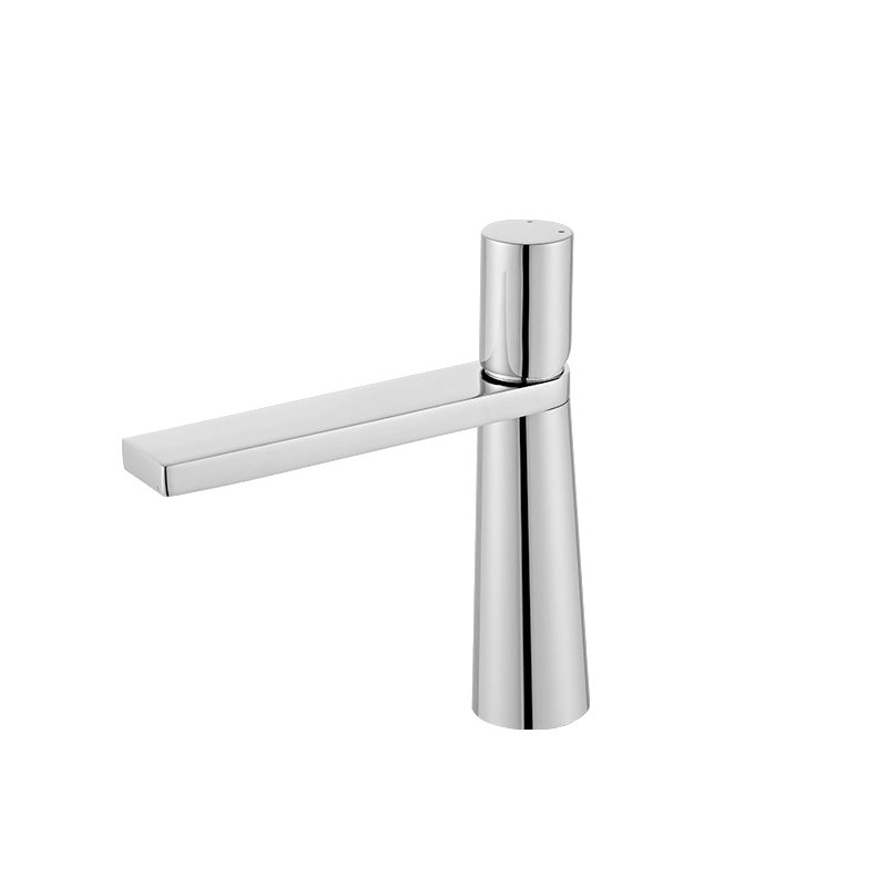 Modern Bathroom Faucet Rotary Handle Brass Single Hole Washroom Faucet Cromo 7.3" Clearhalo 'Bathroom Remodel & Bathroom Fixtures' 'Bathroom Sink Faucets' 'Bathroom Sinks & Faucet Components' 'bathroom_sink_faucets' 'Casa' 'Home Improvement' 'home_improvement' 'home_improvement_bathroom_sink_faucets' 7101143