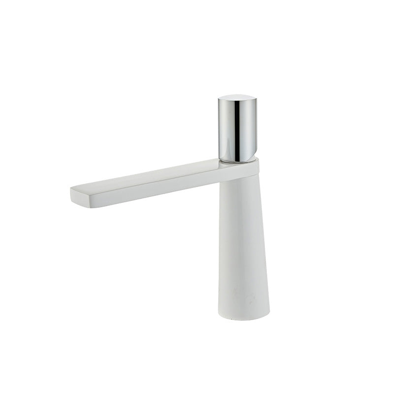 Modern Bathroom Faucet Rotary Handle Brass Single Hole Washroom Faucet Bianco-Argento 7.3" Clearhalo 'Bathroom Remodel & Bathroom Fixtures' 'Bathroom Sink Faucets' 'Bathroom Sinks & Faucet Components' 'bathroom_sink_faucets' 'Casa' 'Home Improvement' 'home_improvement' 'home_improvement_bathroom_sink_faucets' 7101147