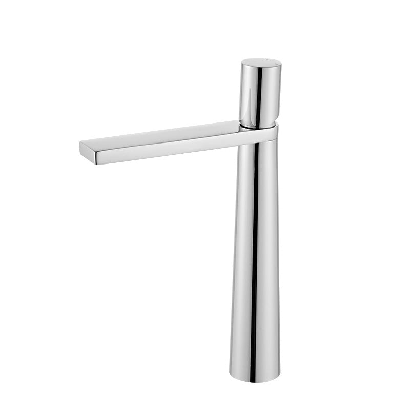 Modern Bathroom Faucet Rotary Handle Brass Single Hole Washroom Faucet Cromo 12.8" Clearhalo 'Bathroom Remodel & Bathroom Fixtures' 'Bathroom Sink Faucets' 'Bathroom Sinks & Faucet Components' 'bathroom_sink_faucets' 'Casa' 'Home Improvement' 'home_improvement' 'home_improvement_bathroom_sink_faucets' 7101153